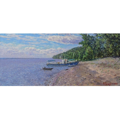 Волжский бережок (картина в раме)